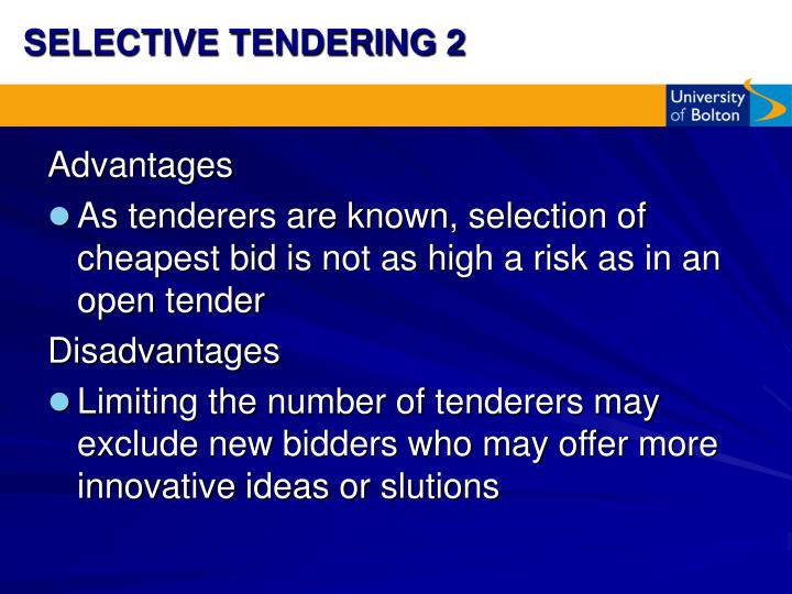disadvantages of tendering